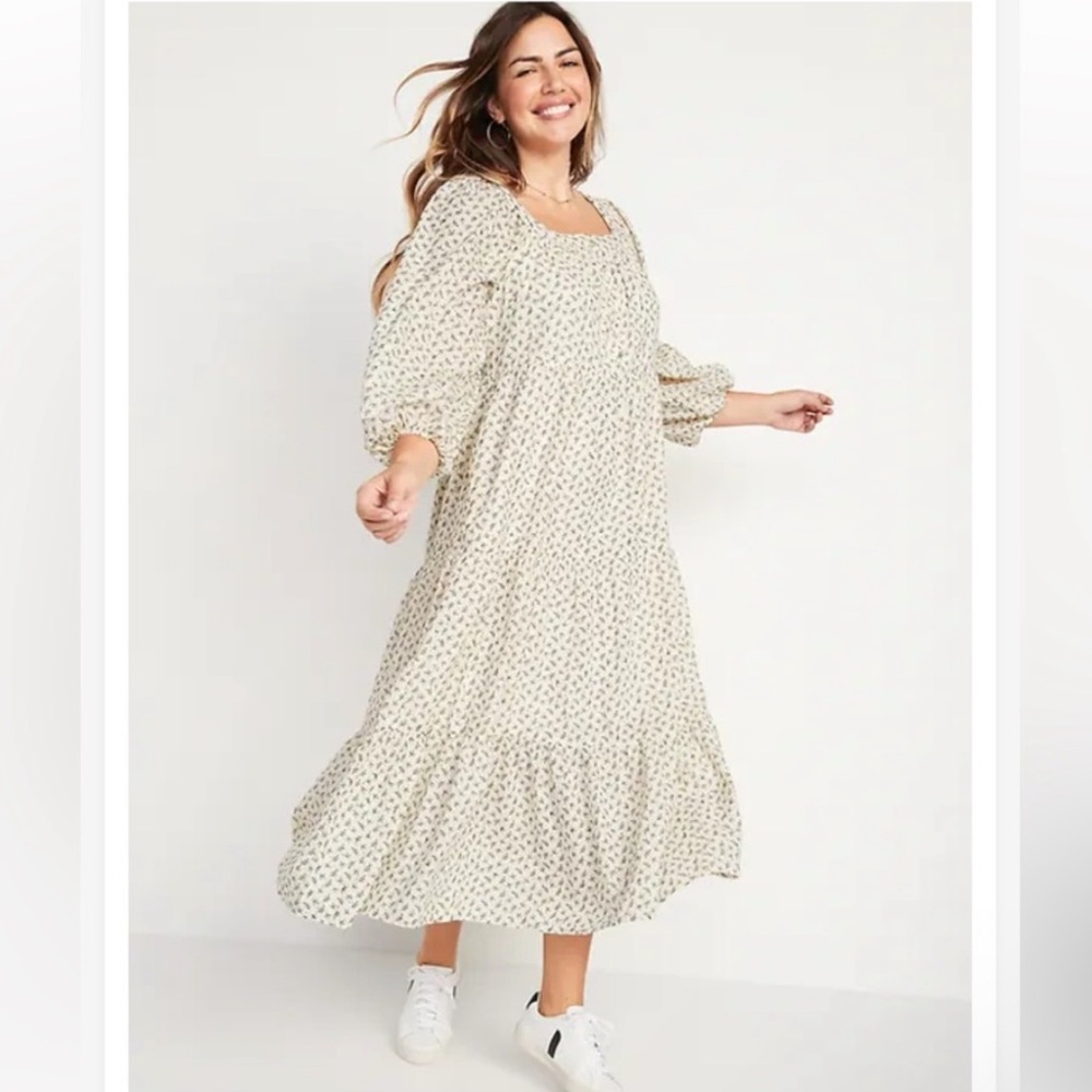 Old Navy Cream Floral Midi Dress